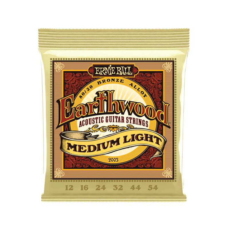 Cuerdas Para Guitarra Acústica Metálica Ernie Ball Earthwood 2003 Medium Light 12-54, Bronce