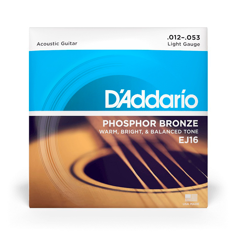 Cuerdas Para Guitarra Acústica Metálica D'Addario EJ16, 12-53 En Fosforo