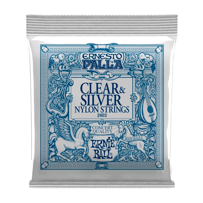 Cuerdas Para Guitarra Acústica Clásica Ernie Ball Ernesto Palla 2403, Nylon Clear/Silver